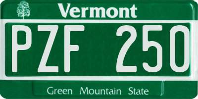 VT license plate PZF250