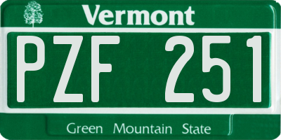 VT license plate PZF251