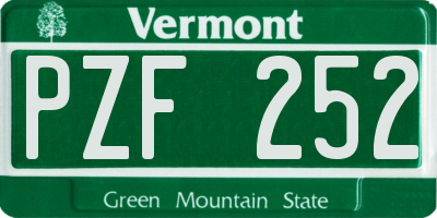 VT license plate PZF252
