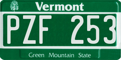 VT license plate PZF253