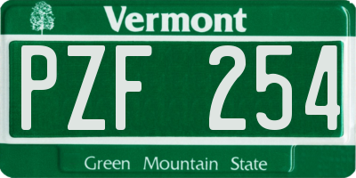 VT license plate PZF254