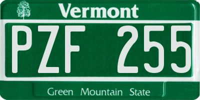 VT license plate PZF255