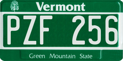 VT license plate PZF256