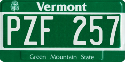 VT license plate PZF257