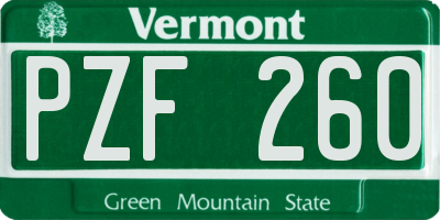 VT license plate PZF260
