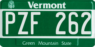 VT license plate PZF262