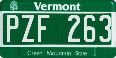 VT license plate PZF263
