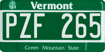 VT license plate PZF265