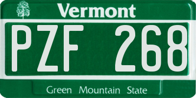 VT license plate PZF268
