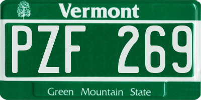 VT license plate PZF269