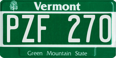 VT license plate PZF270