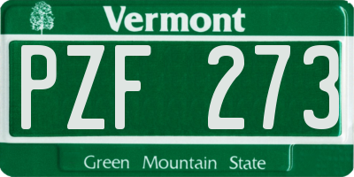 VT license plate PZF273