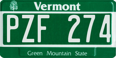VT license plate PZF274