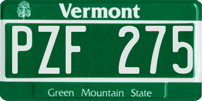 VT license plate PZF275