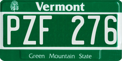 VT license plate PZF276