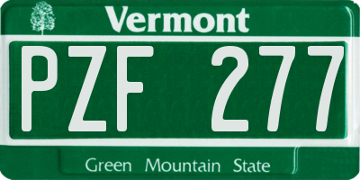 VT license plate PZF277