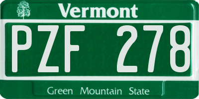 VT license plate PZF278