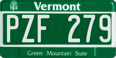 VT license plate PZF279
