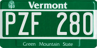 VT license plate PZF280