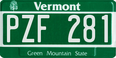 VT license plate PZF281