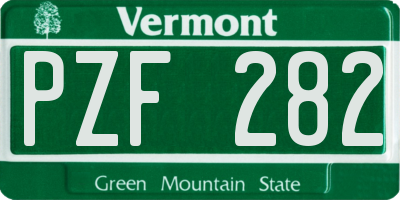VT license plate PZF282