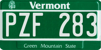 VT license plate PZF283