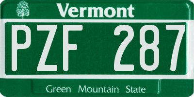 VT license plate PZF287