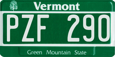 VT license plate PZF290