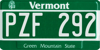 VT license plate PZF292