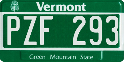 VT license plate PZF293