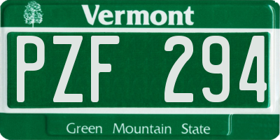 VT license plate PZF294