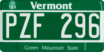 VT license plate PZF296