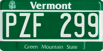 VT license plate PZF299