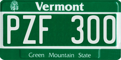 VT license plate PZF300