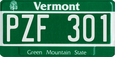 VT license plate PZF301