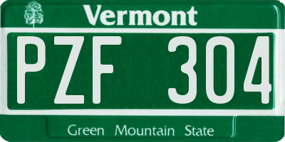 VT license plate PZF304