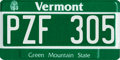 VT license plate PZF305
