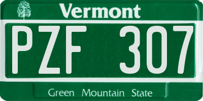 VT license plate PZF307