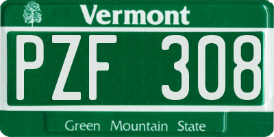 VT license plate PZF308