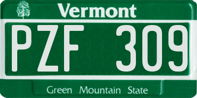 VT license plate PZF309
