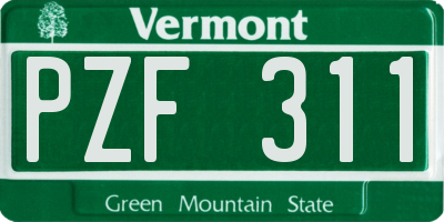 VT license plate PZF311