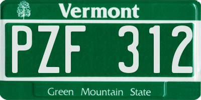 VT license plate PZF312