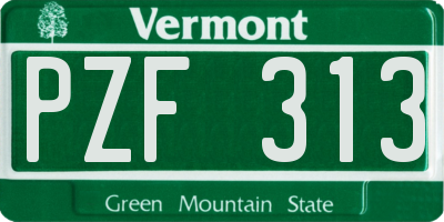 VT license plate PZF313