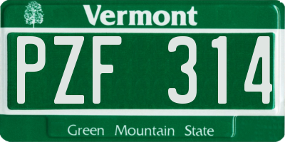 VT license plate PZF314