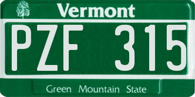 VT license plate PZF315