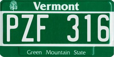 VT license plate PZF316