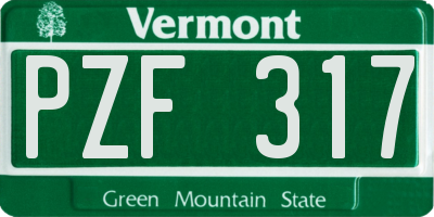 VT license plate PZF317