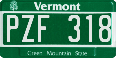 VT license plate PZF318