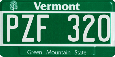 VT license plate PZF320