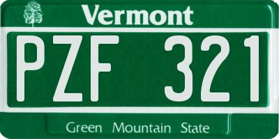 VT license plate PZF321